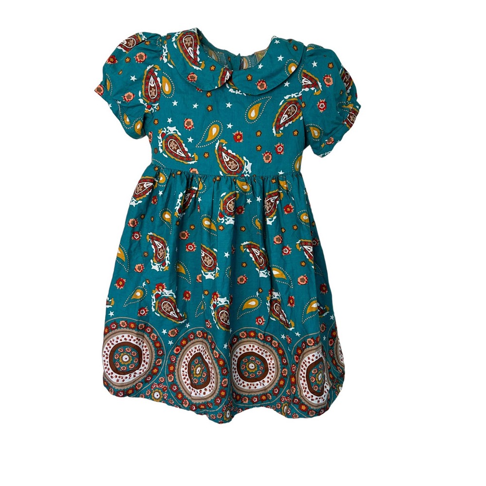 Maria Elena Green Cotton Paisley Dress Size 7/8